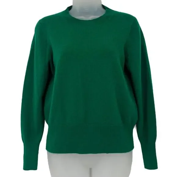 J. CREW 100% Cashmere Relaxed Crewneck Sweater Emerald Kelly Green Soft Small - Picture 5 of 9